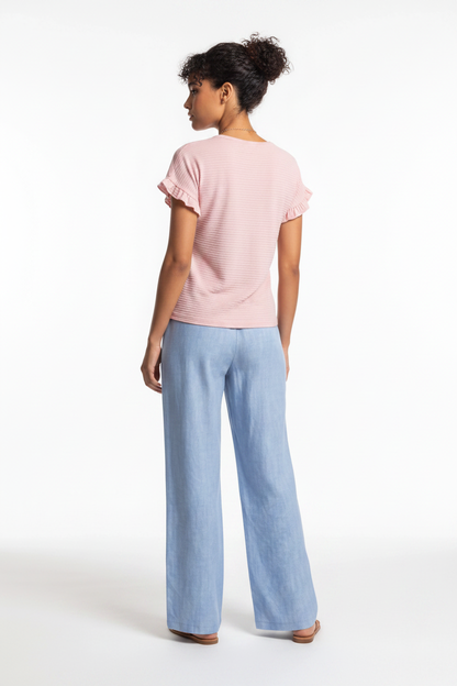 Charming Textured Ruffle Sleeve T-Shirt with Soft Fabric and Relaxed F by Jamota T-Shirts Women’s T-Shirts