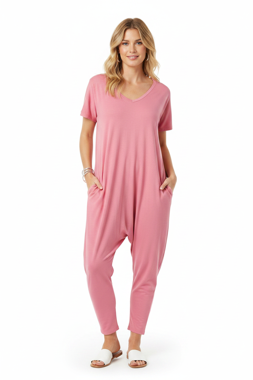 Cozy Casual Jumpsuit for Women with Adjustable Straps and Pockets - Jamota
