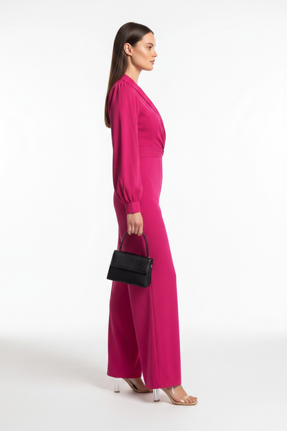 Elegant Wide-Leg Jumpsuit for Women with Pockets & Belted Waist by Jamota One-Pieces Jumpsuits