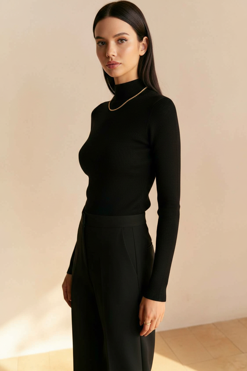 Slim-Fit Knit Sweater with Soft Stretch - Jamota