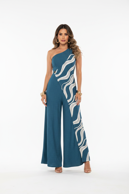 Sleek Colorblock Wide-Leg Jumpsuit for Women | Elegant Design, Comforta - Jamota