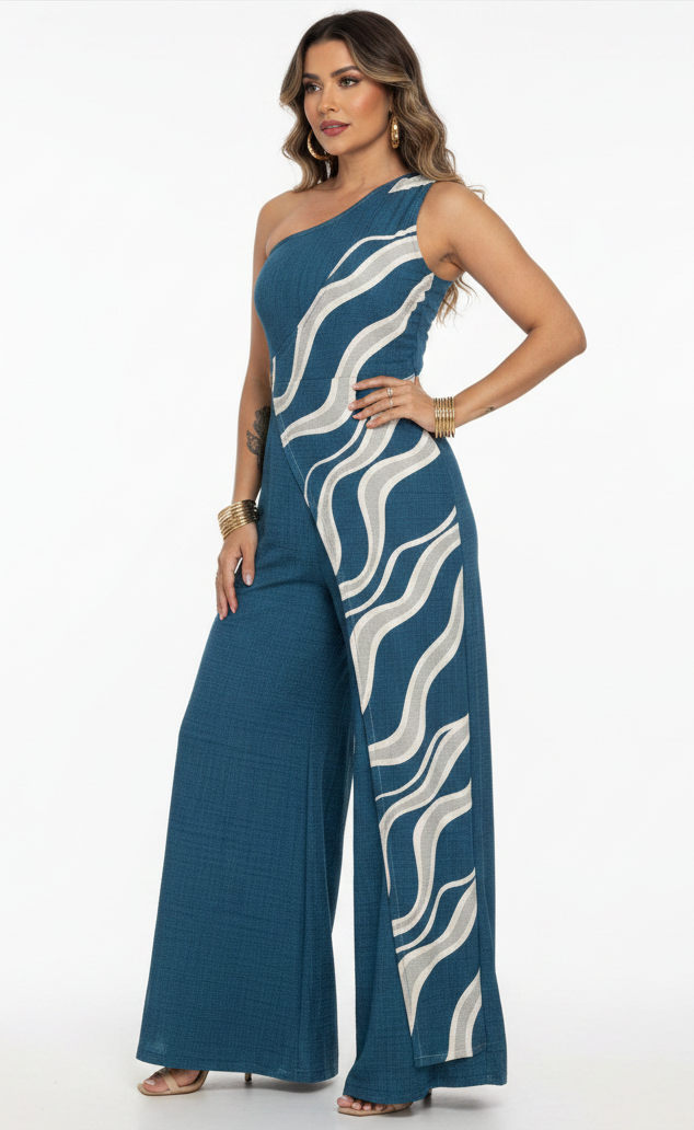 Sleek Colorblock Wide-Leg Jumpsuit for Women | Elegant Design, Comforta - Jamota
