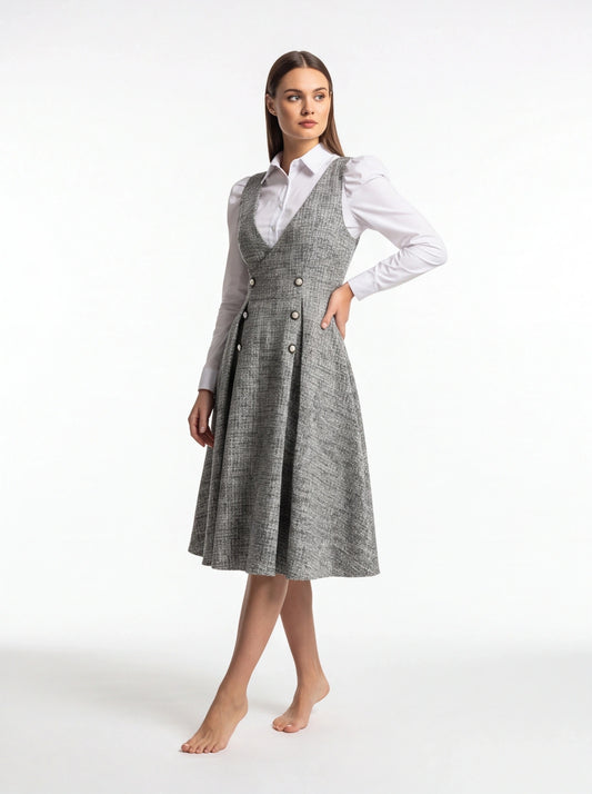 Elegant A-Line Cocktail Dress with Lace Accents and Sleeveless Design by Jamota Dresses Dresses