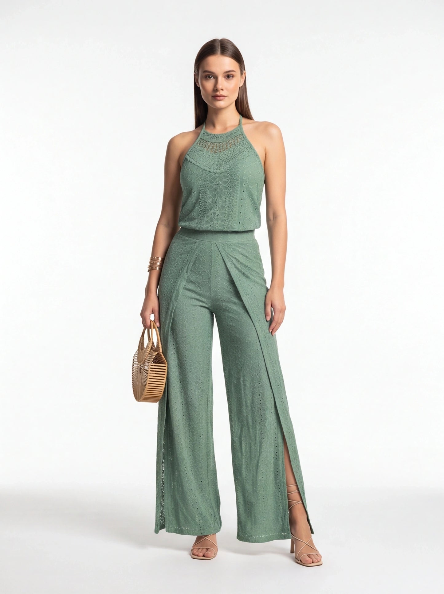 Elegant Textured Two-Piece Vacation Set with Adjustable Waist & Pocket by Jamota Outfit Sets Clothing Sets