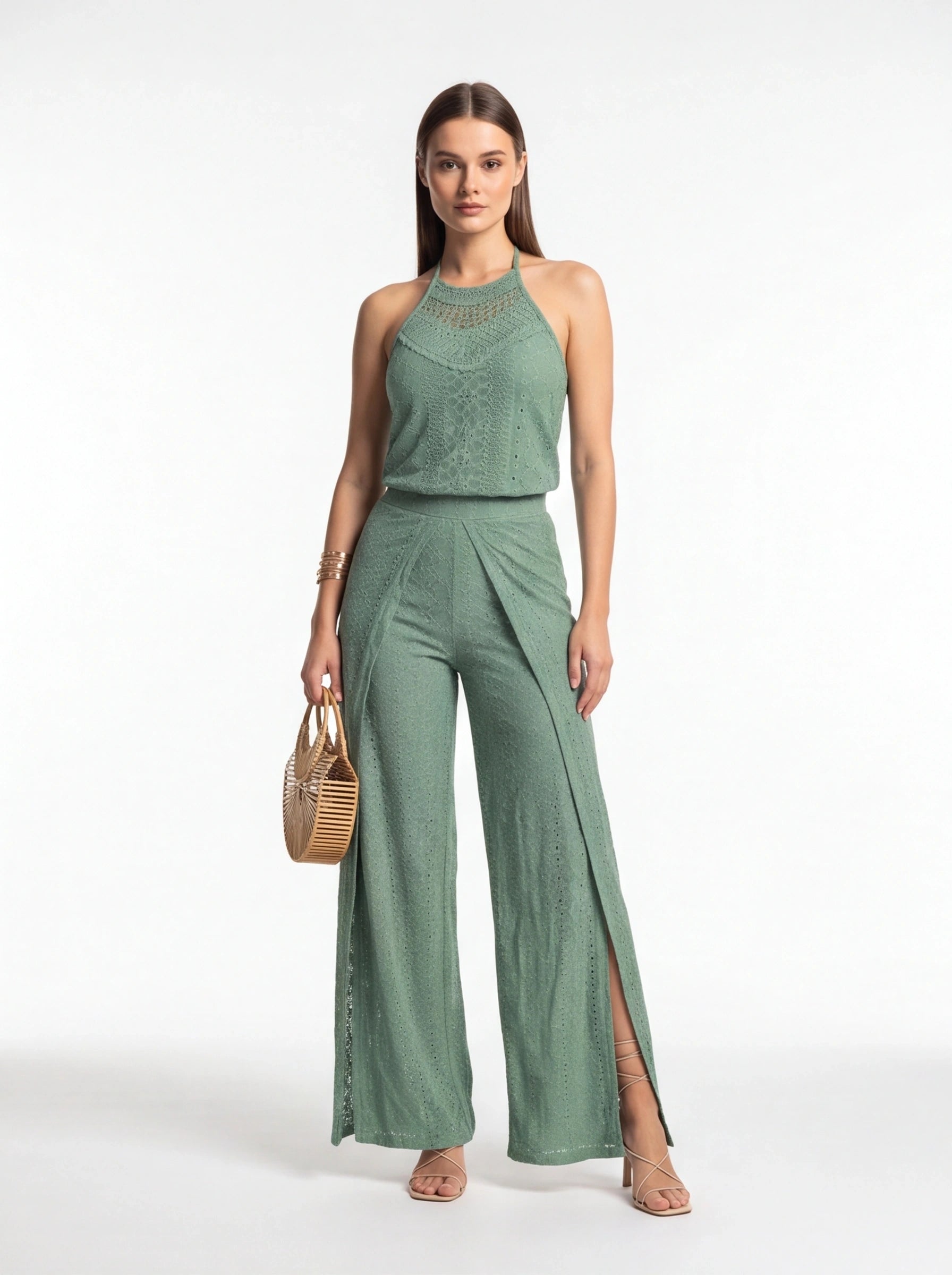 Elegant Textured Two-Piece Vacation Set with Adjustable Waist & Pocket by Jamota Outfit Sets Clothing Sets