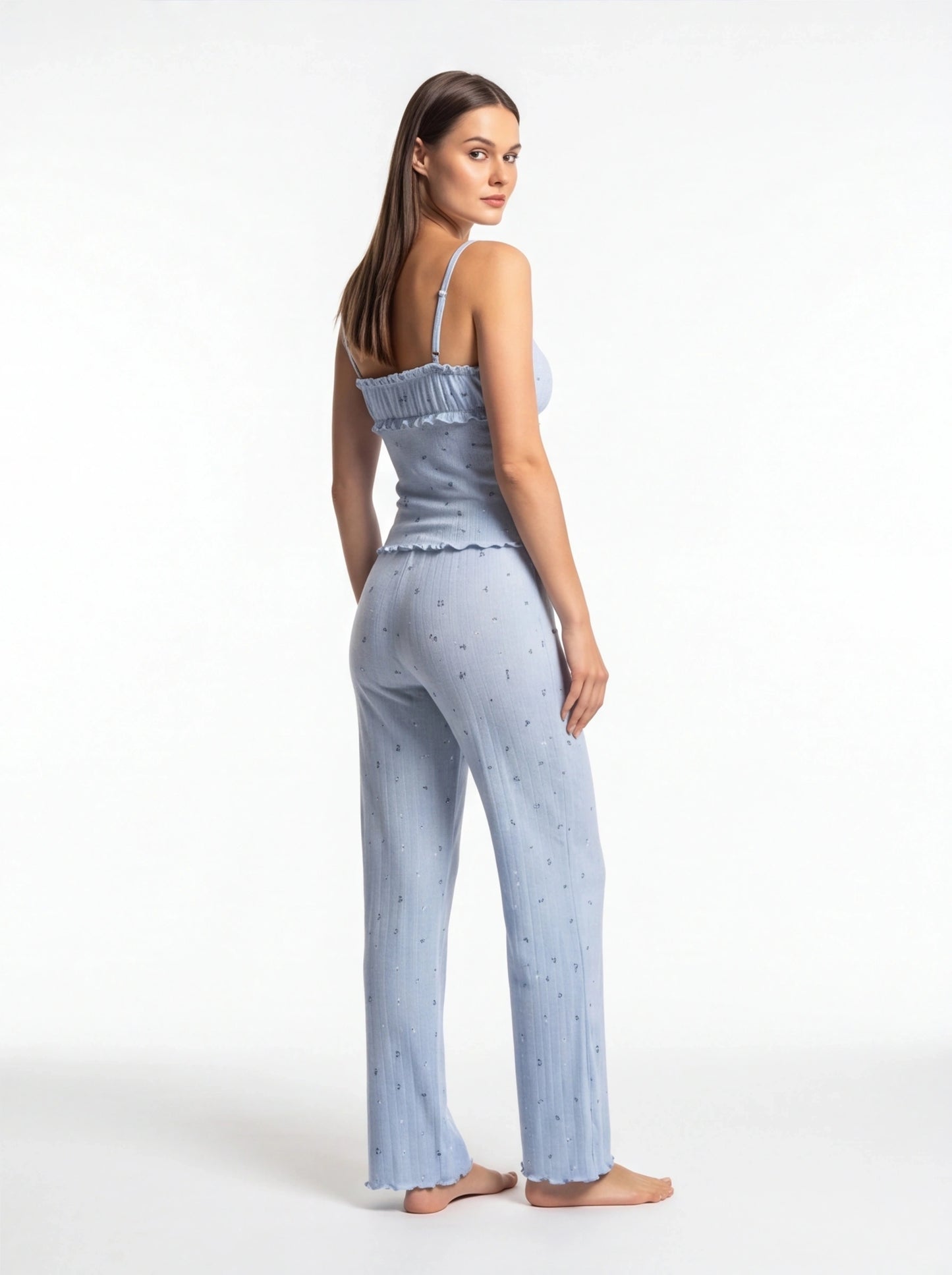 Floral Print Pajama Set | Soft Knit Cami & Straight Leg Pants by Jamota Pajamas Women's Pajama Sets