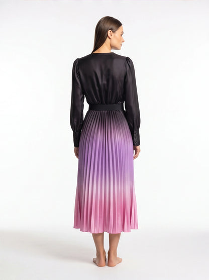 Stylish Ombre Midi Dress with Elegant Sleeves and Flattering Fit by Jamota Dresses Women's Dresses