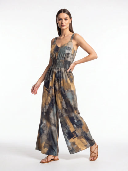 Stylish Wide-Leg Jumpsuit with Pockets and Adjustable Straps by Jamota One-Pieces Women's Jumpsuits