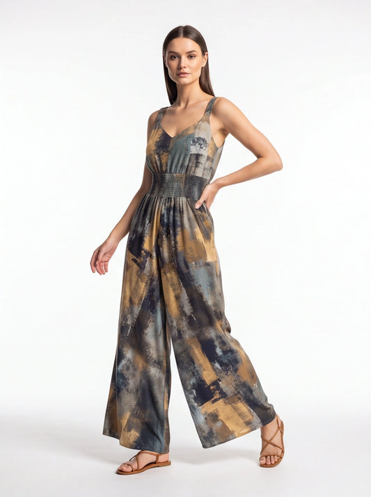 Stylish Wide-Leg Jumpsuit with Pockets and Adjustable Straps by Jamota One-Pieces Women's Jumpsuits