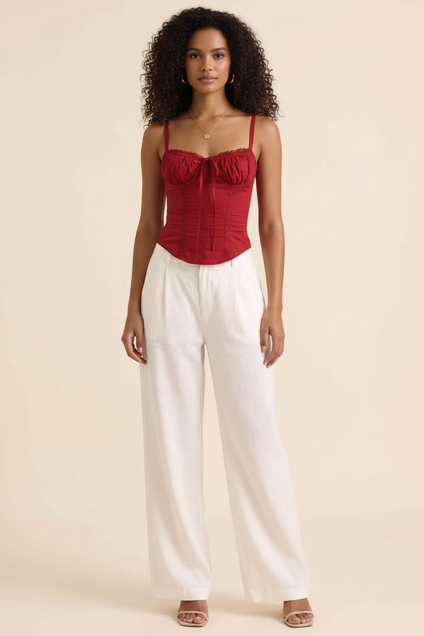 Elegant Structured Corset Cami Top with Adjustable Straps & Breathable by Jamota Tank Tops Camisoles