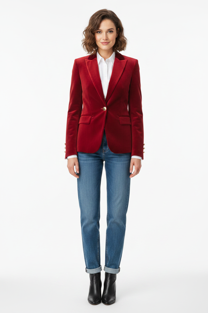 Structured Tailored Blazer with Classic Collar - Jamota