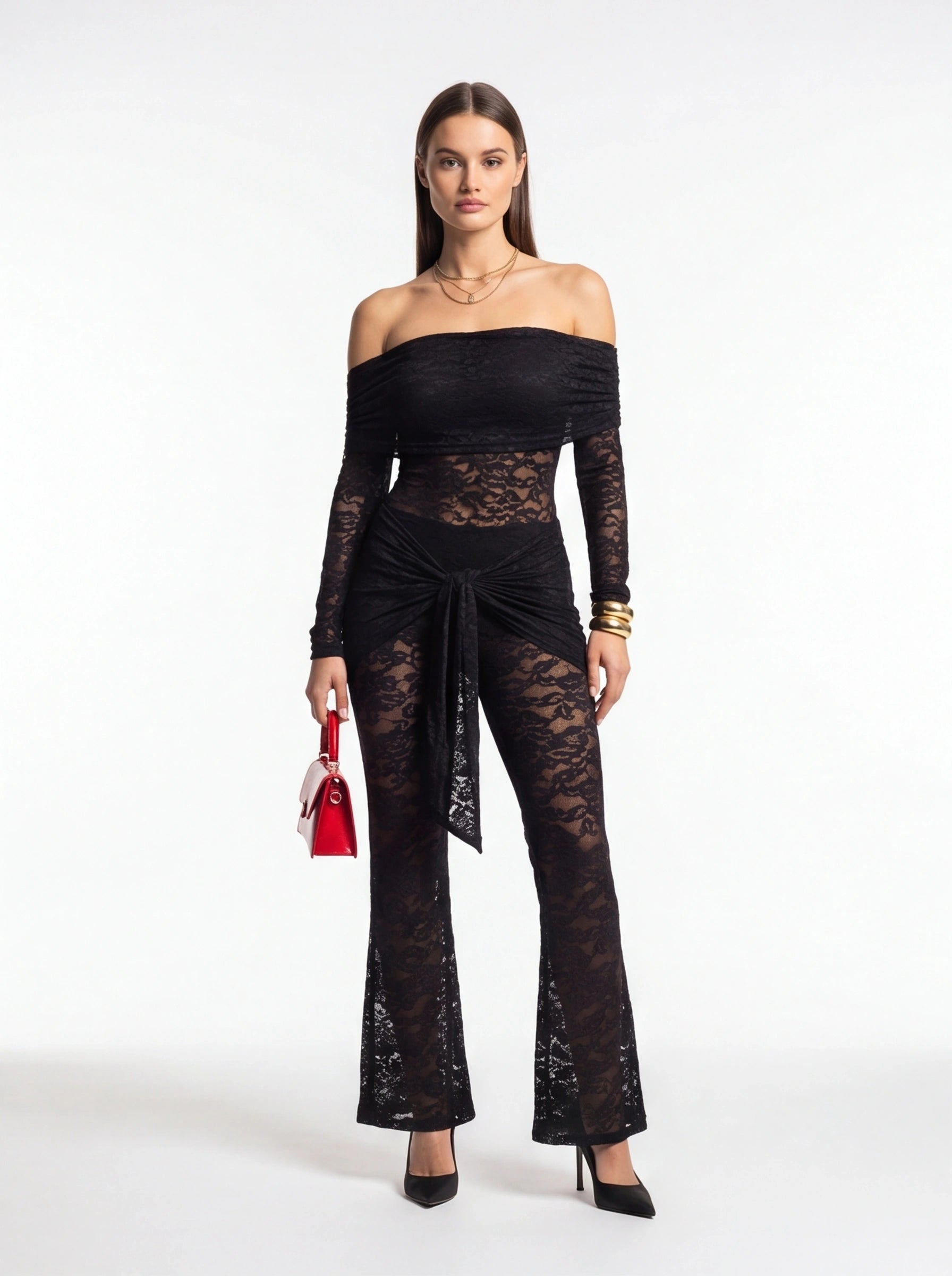 Elegant Black Lace Jumpsuit with Sleeveless Design and Flattering Fit by Jamota One-Pieces Jumpsuits