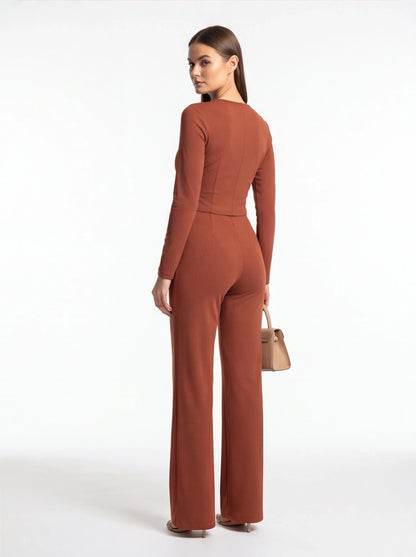 Elegant Stylish Jumpsuit with Pockets & Comfortable Fit for Commuting by Jamota One-Pieces Jumpsuits