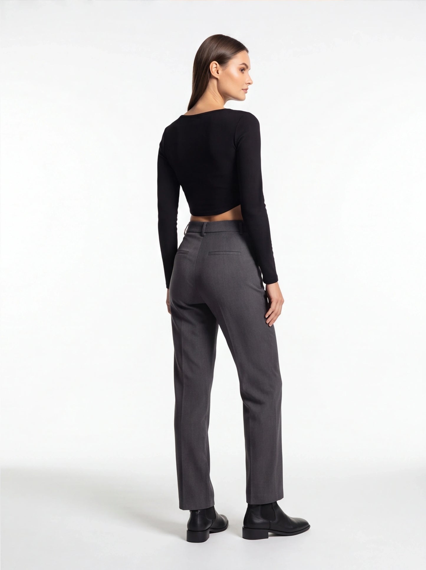 Stylish Ribbed V Neck Crop Top with Comfortable Stretch Fabric - Jamota
