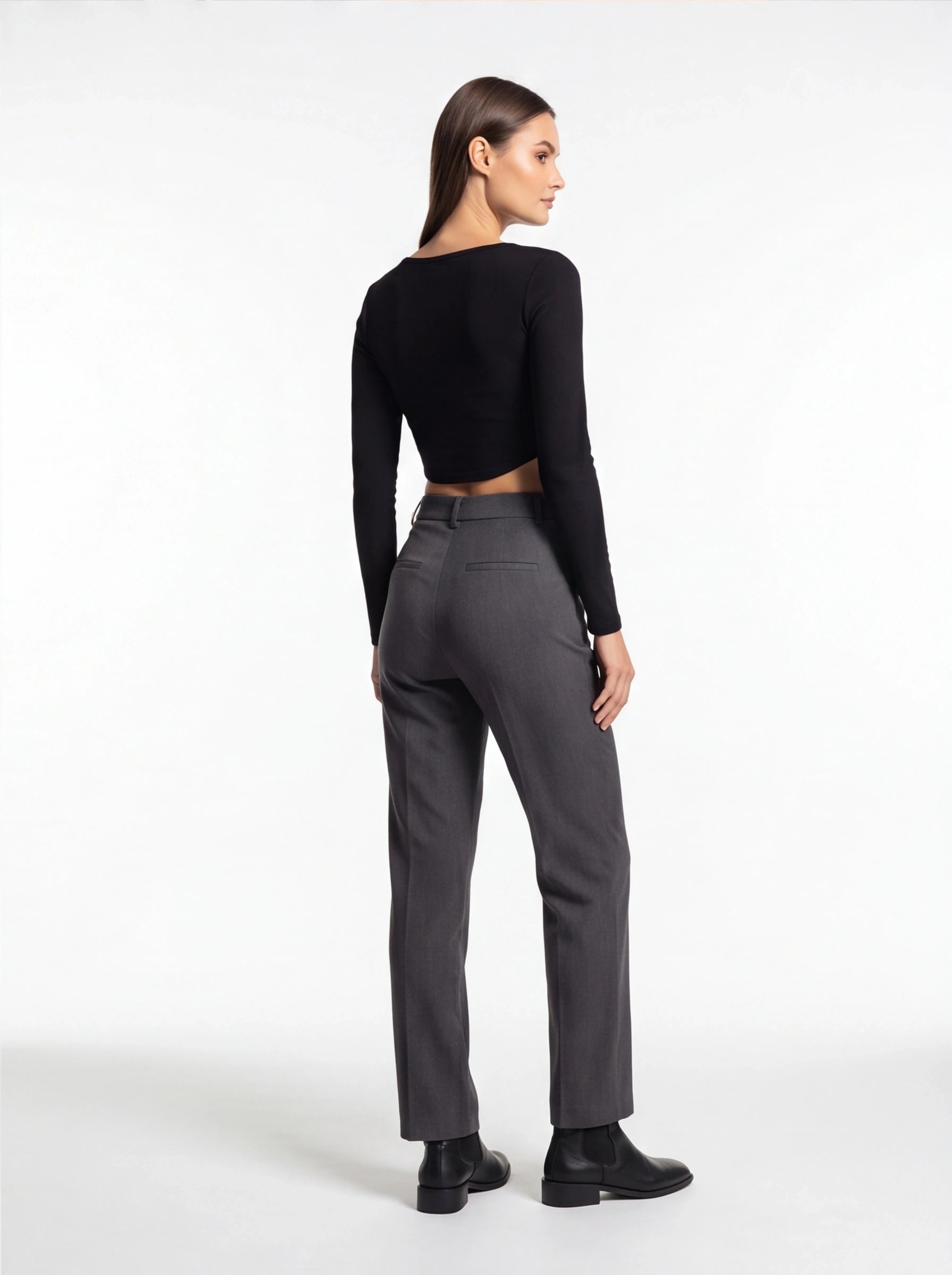 Stylish Ribbed V Neck Crop Top with Comfortable Stretch Fabric - Jamota