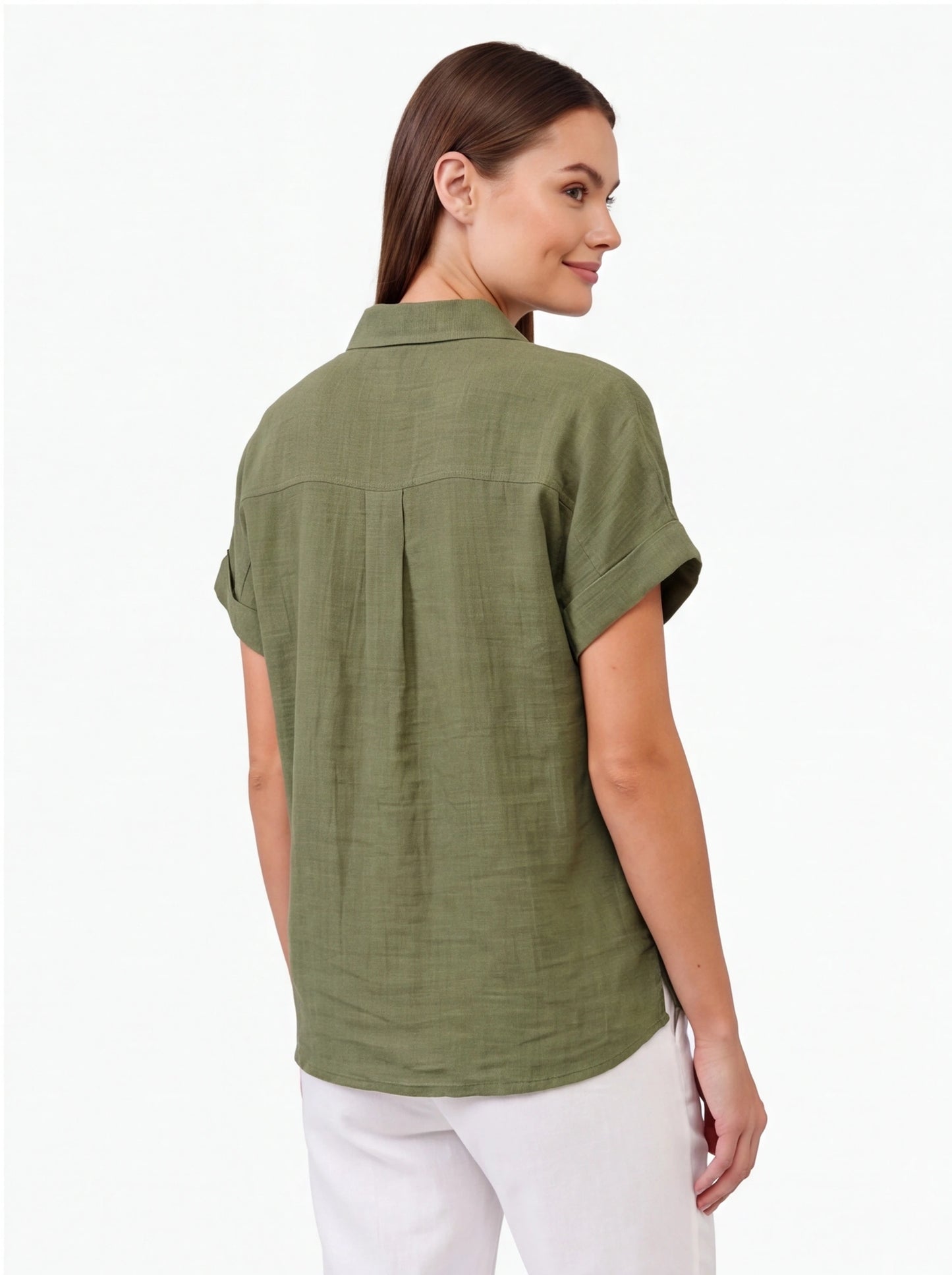 Stylish Lightweight Linen Blouse with Breathable Fabric and Tailored F by Jamota Blouses Blouses