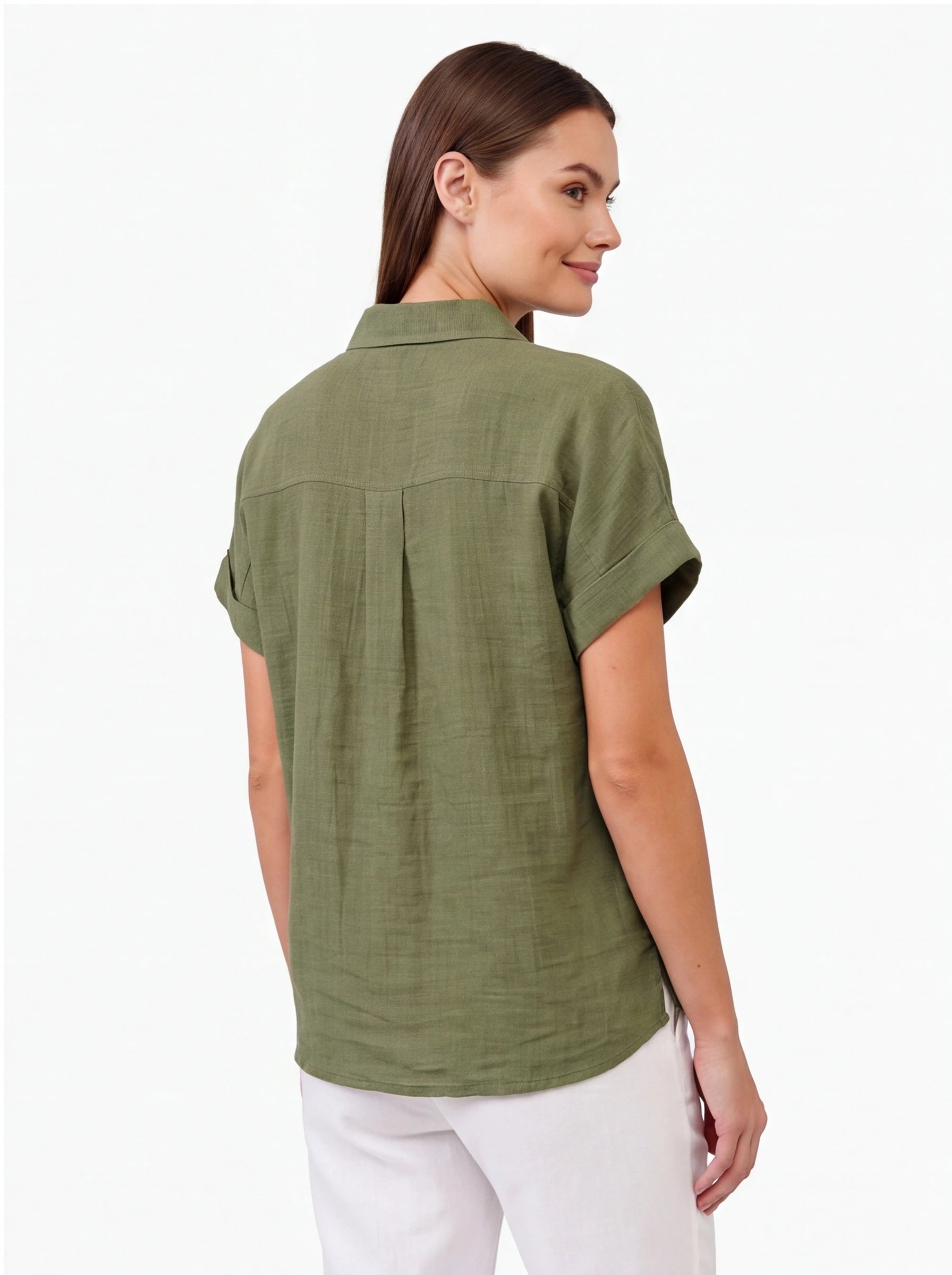 Stylish Lightweight Linen Blouse with Breathable Fabric and Tailored F by Jamota Blouses Blouses