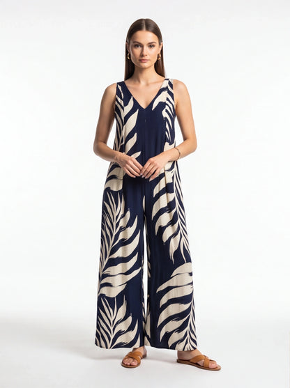 Stylish Tropical Print Jumpsuit for Women | Comfortable & Versatile by Jamota One-Pieces Jumpsuits
