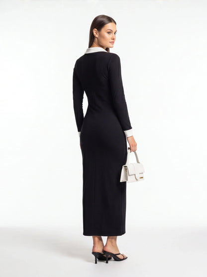 Stylish Slim-Fit Maxi Dress with Pockets & Wrinkle-Resistant Fabric by Jamota Dresses Women's Dresses