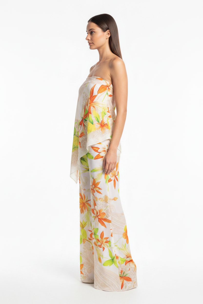 Elegant Tropical Floral Jumpsuit for Women - Lightweight & Comfortable by Jamota One-Pieces Jumpsuits