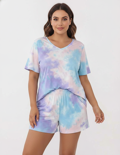 Soft-Stretch Tie-Dye Pajama Set for Women | Comfortable Loungewear wit - Jamota