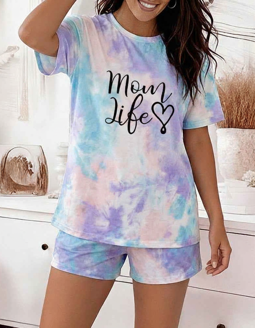 Soft-Stretch Tie-Dye Pajama Set for Women | Comfortable Loungewear wit - Jamota