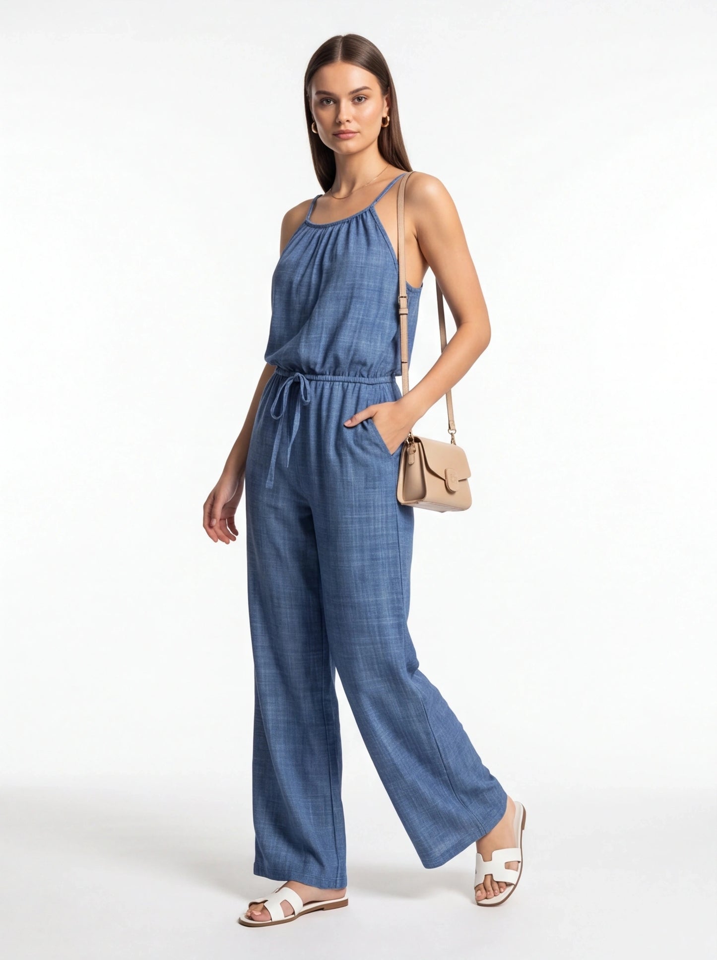 Stylish Lightweight Summer Jumpsuit with Pockets & Adjustable Straps by Jamota One-Pieces Jumpsuits & Rompers