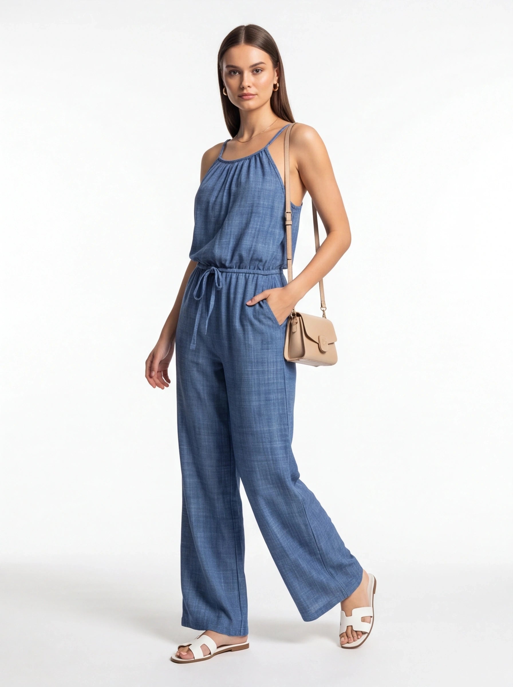 Stylish Lightweight Summer Jumpsuit with Pockets & Adjustable Straps by Jamota One-Pieces Jumpsuits & Rompers