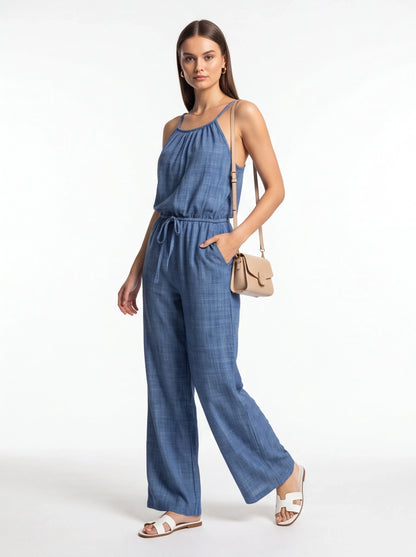 Stylish Lightweight Summer Jumpsuit with Pockets & Adjustable Straps by Jamota One-Pieces Jumpsuits & Rompers