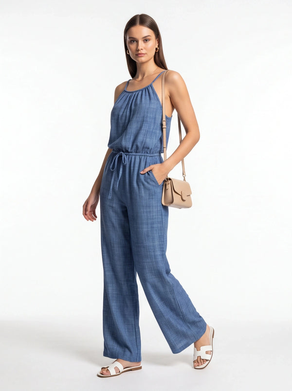 Stylish Lightweight Summer Jumpsuit with Pockets & Adjustable Straps