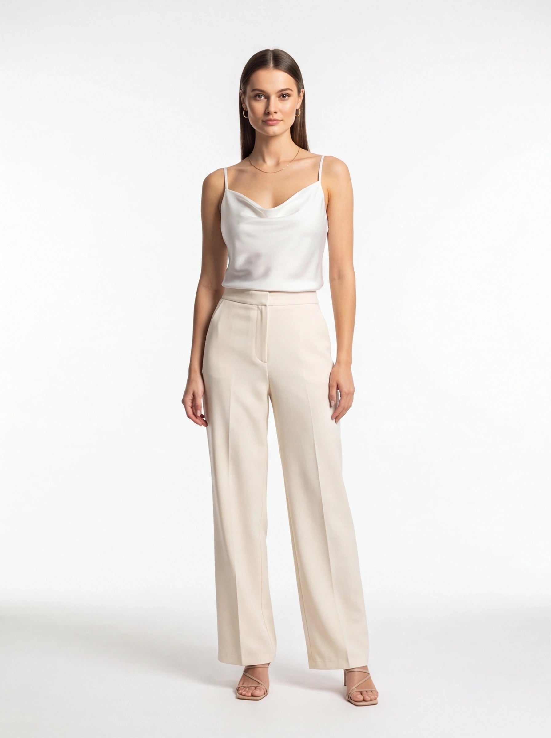 Elegant Silk Cowl Neck Camisole with Adjustable Straps & Luxurious Fin by Jamota Camisoles Camisoles
