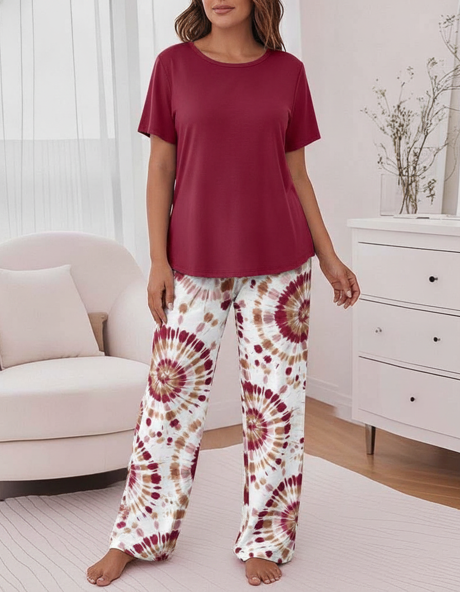 Tie Dye Pajama Set Faith Print - Jamota