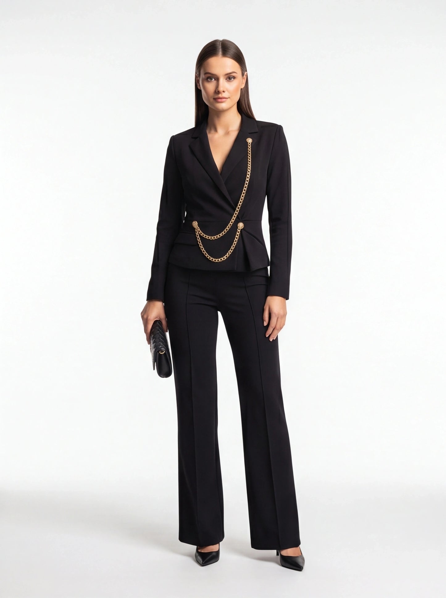 Elegant Black Jumpsuit for Women with Pockets and Adjustable Straps by Jamota One-Pieces Women's Jumpsuits