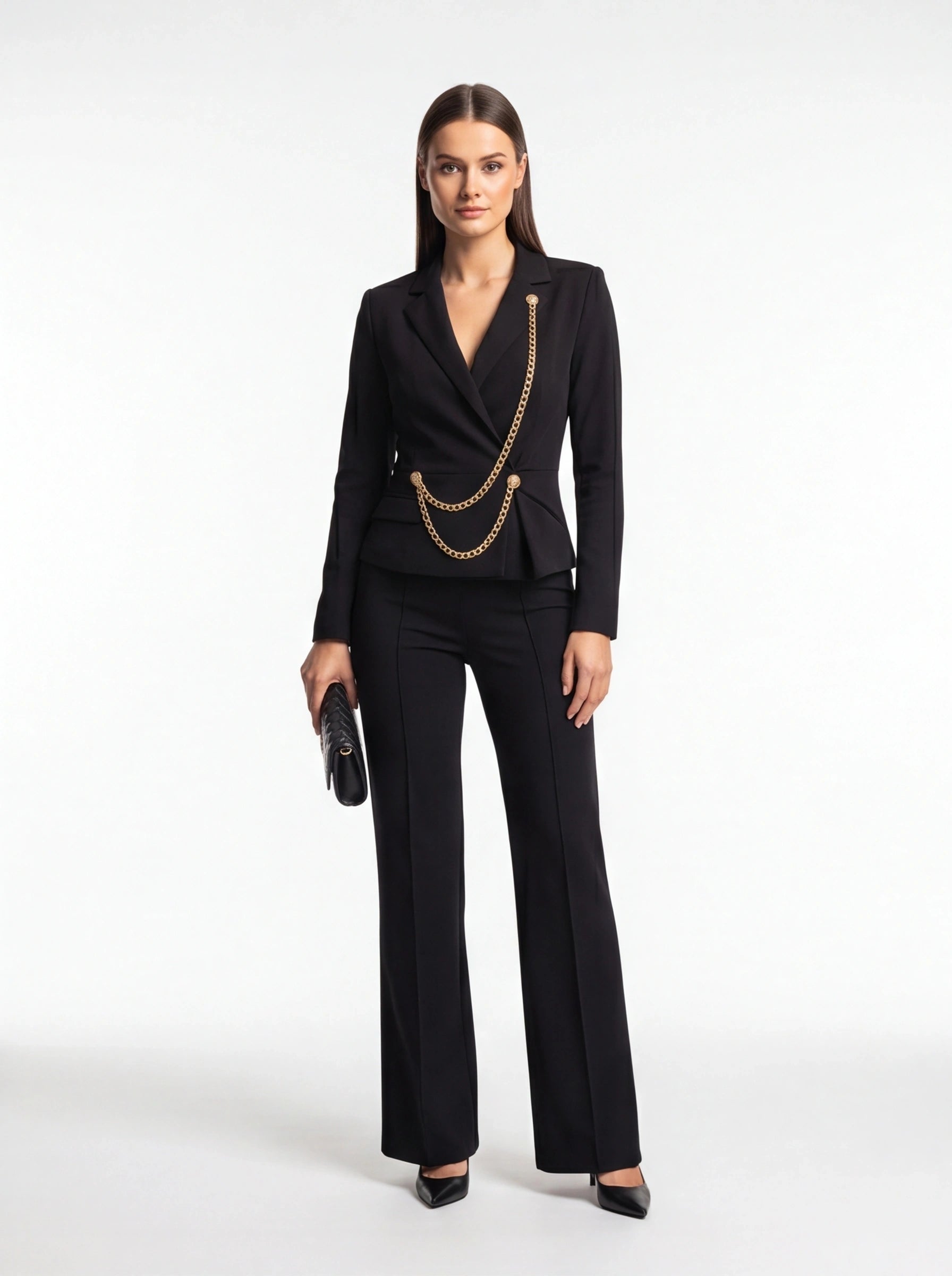 Elegant Black Jumpsuit for Women with Pockets and Adjustable Straps by Jamota One-Pieces Women's Jumpsuits