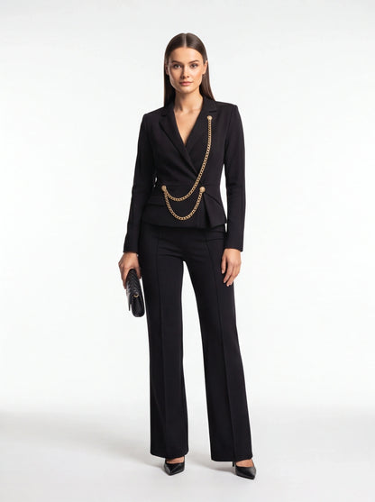 Elegant Black Jumpsuit for Women with Pockets and Adjustable Straps by Jamota One-Pieces Women's Jumpsuits