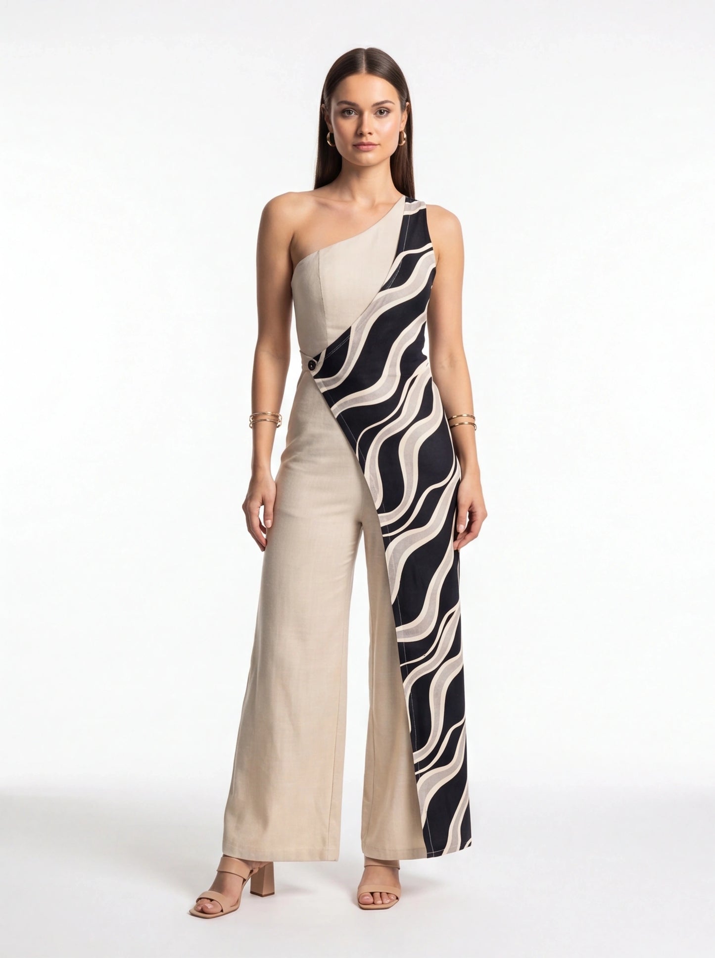 Chic Colorblock Wide-Leg Jumpsuit for Women | Elegant Design, Comforta by Jamota One-Pieces Jumpsuits