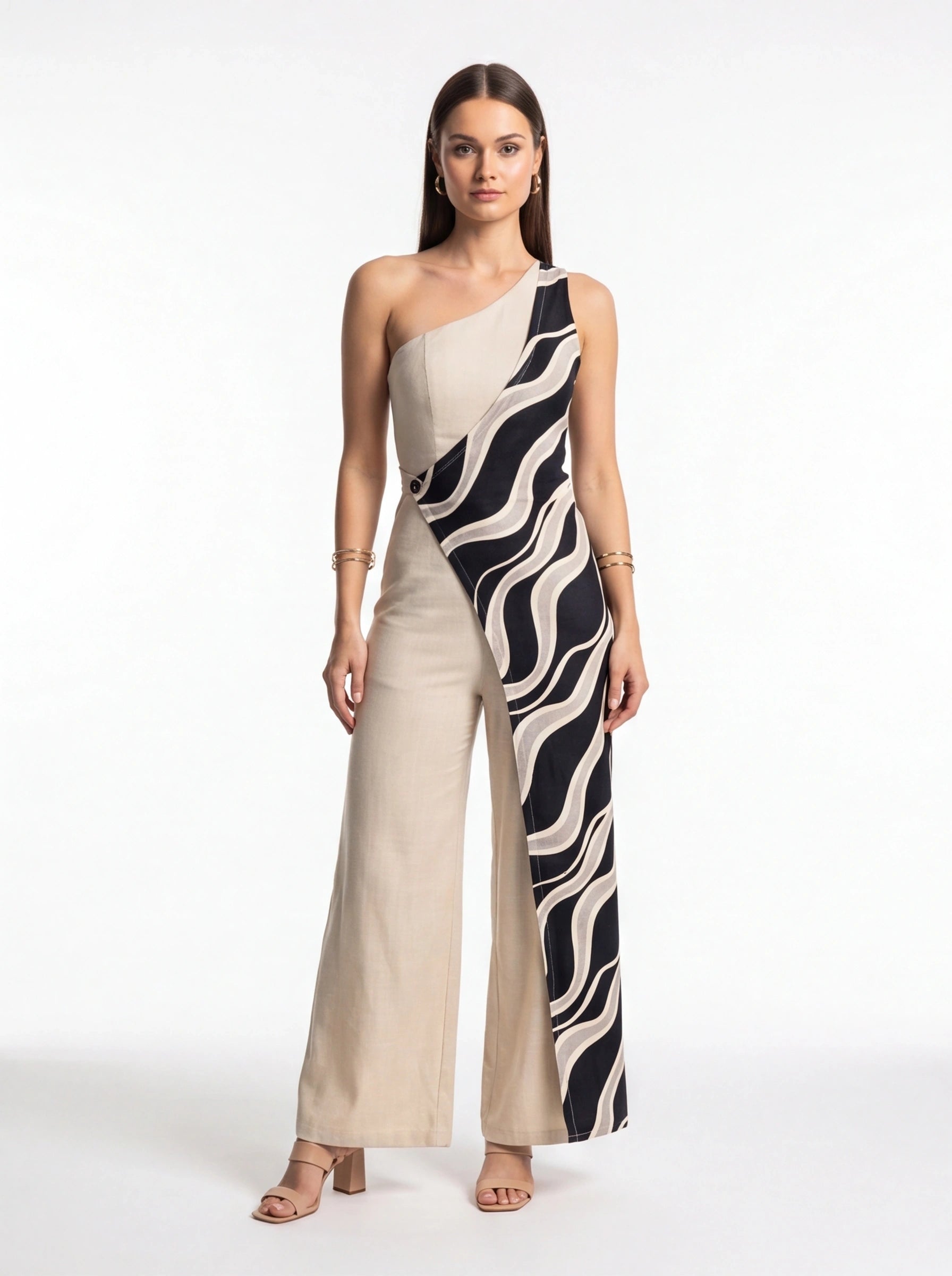 Chic Colorblock Wide-Leg Jumpsuit for Women | Elegant Design, Comforta by Jamota One-Pieces Jumpsuits