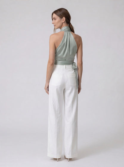 Elegant Minimal Halter Neck Top with Adjustable Straps and Breathable by Jamota Clothing Tops Women's Tops
