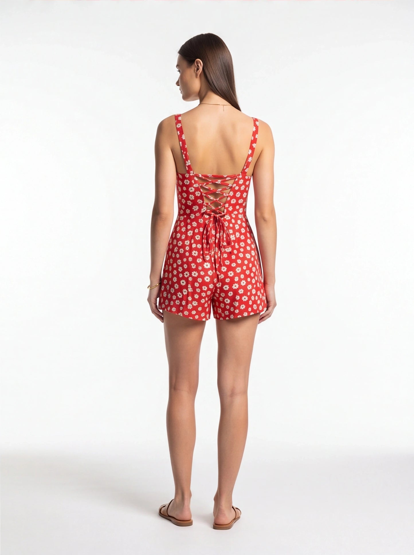 Stylish Floral Summer Romper with Adjustable Straps and Pockets by Jamota One-Pieces Rompers