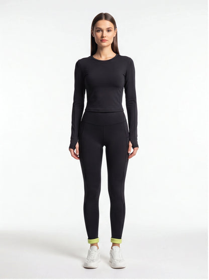 Cozy Fleece-Lined High-Waisted Leggings with Pockets for Comfort
