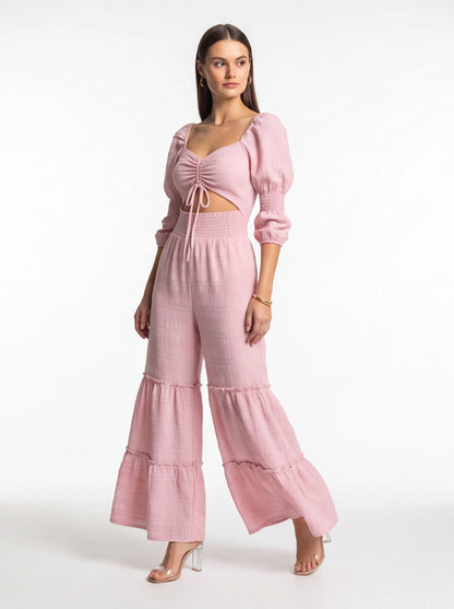 Elegant Wide-Leg Jumpsuit for Women with Pockets & Adjustable Straps by Jamota One-Pieces Jumpsuits