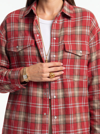 Stylish Relaxed Flannel Overshirt | Soft Fabric & Versatile Design - Jamota