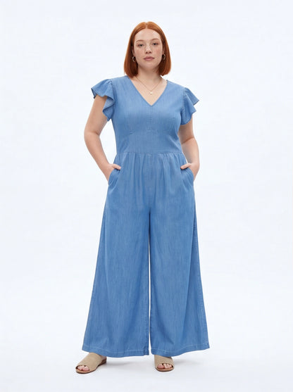 Chic Casual Wide-Leg Jumpsuit with Adjustable Straps & Pockets