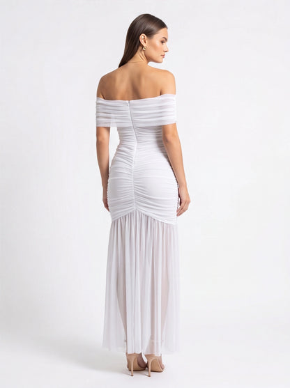 Elegant Slim Fit Evening Dress with Cap Sleeves and Knee-Length Hem by Jamota Dresses Evening Dresses