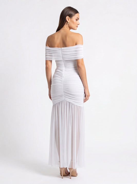 Elegant Slim Fit Evening Dress with Cap Sleeves and Knee-Length Hem by Jamota Dresses Evening Dresses
