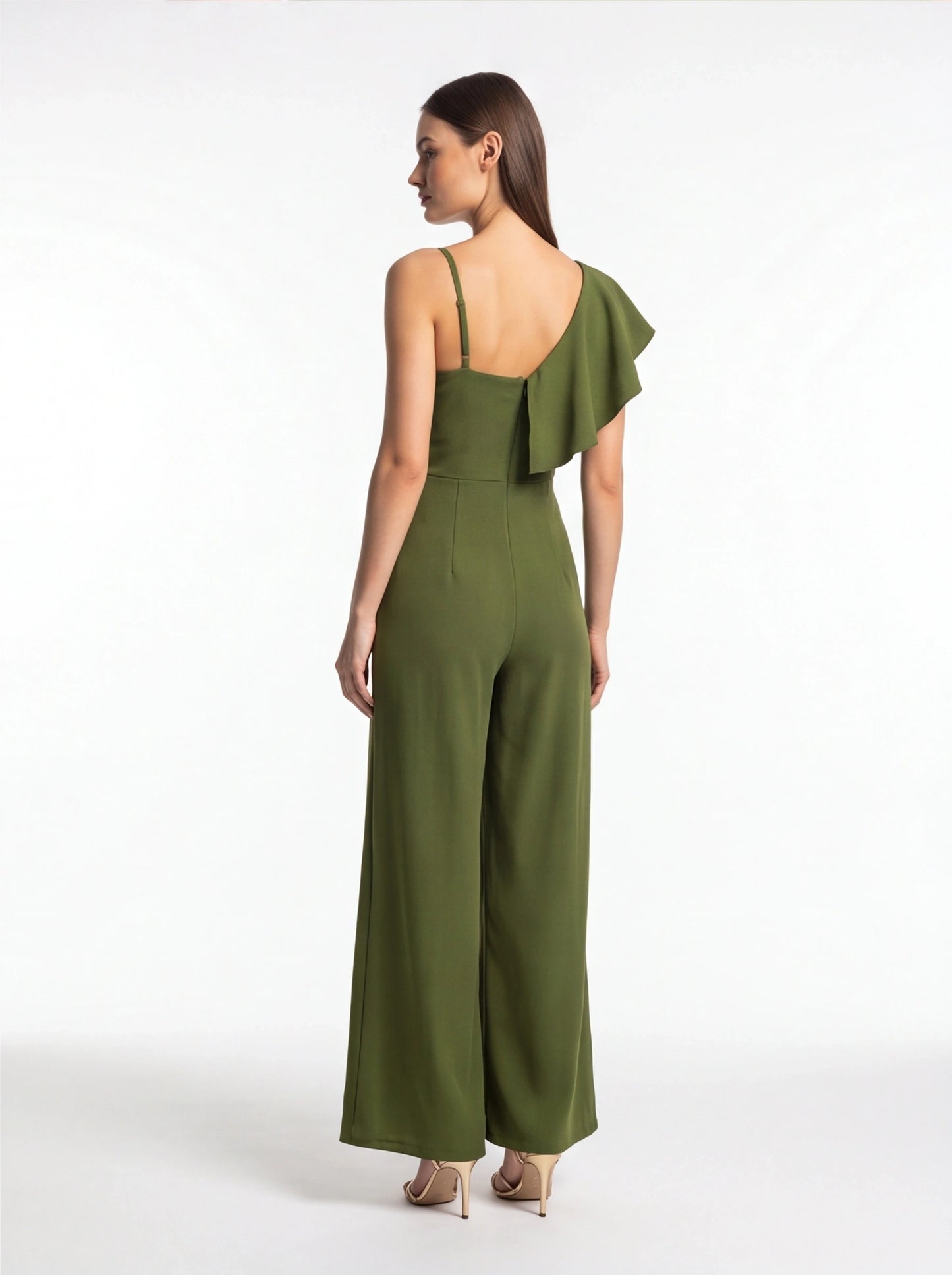 Backless Wide-Leg Jumpsuit with Ruffle Tie Panel - Jamota