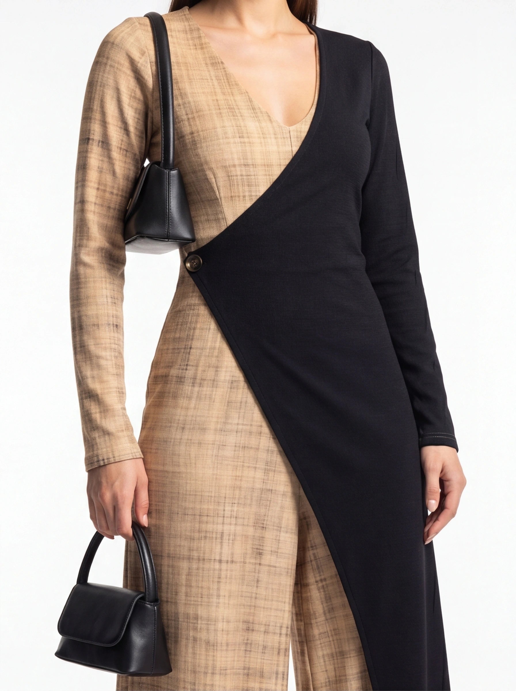 Colorblock Wide-Leg Jumpsuit with V-Neck by Jamota One-Pieces Jumpsuits