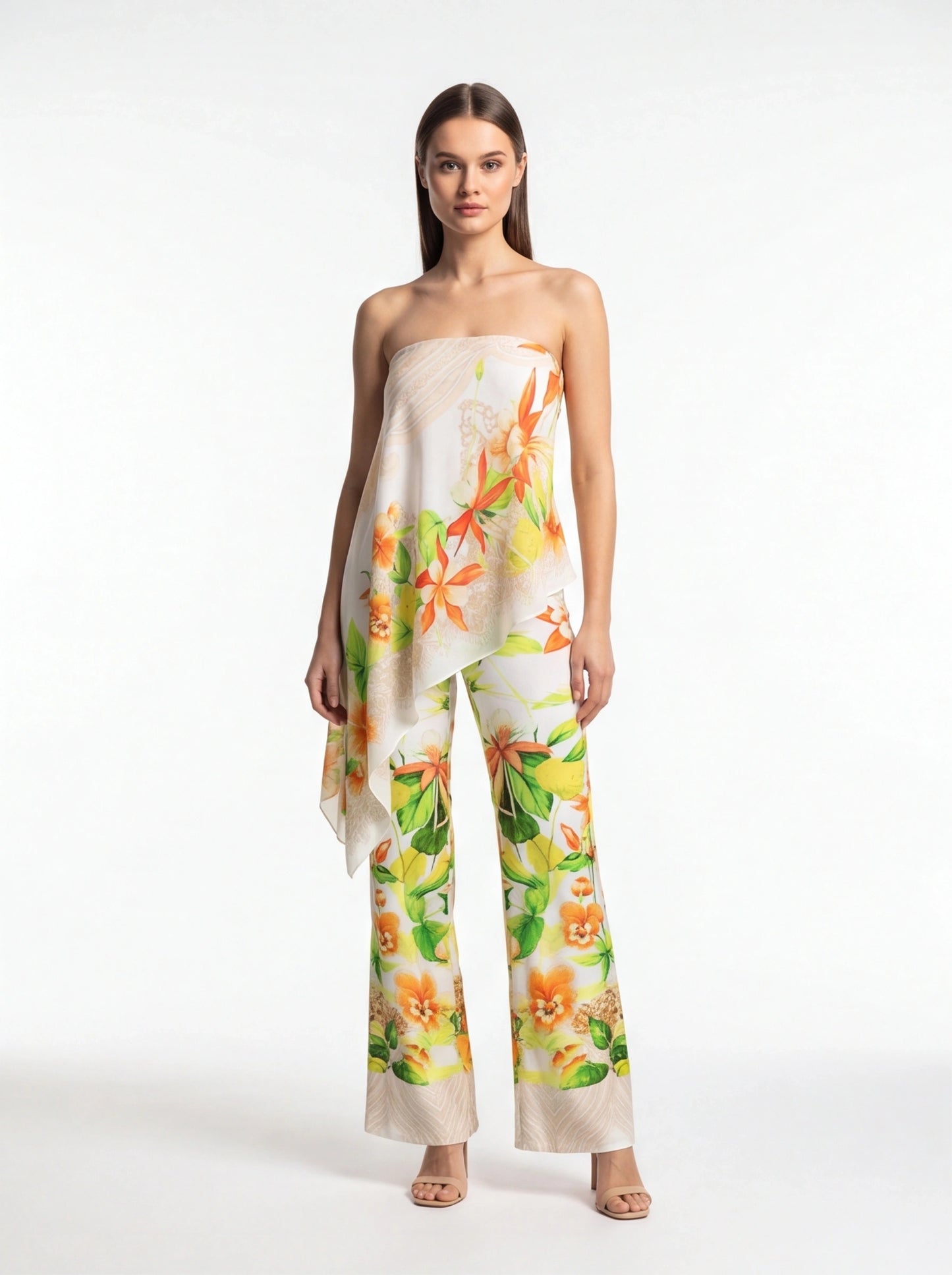 Elegant Tropical Floral Jumpsuit for Women - Lightweight & Comfortable by Jamota One-Pieces Jumpsuits