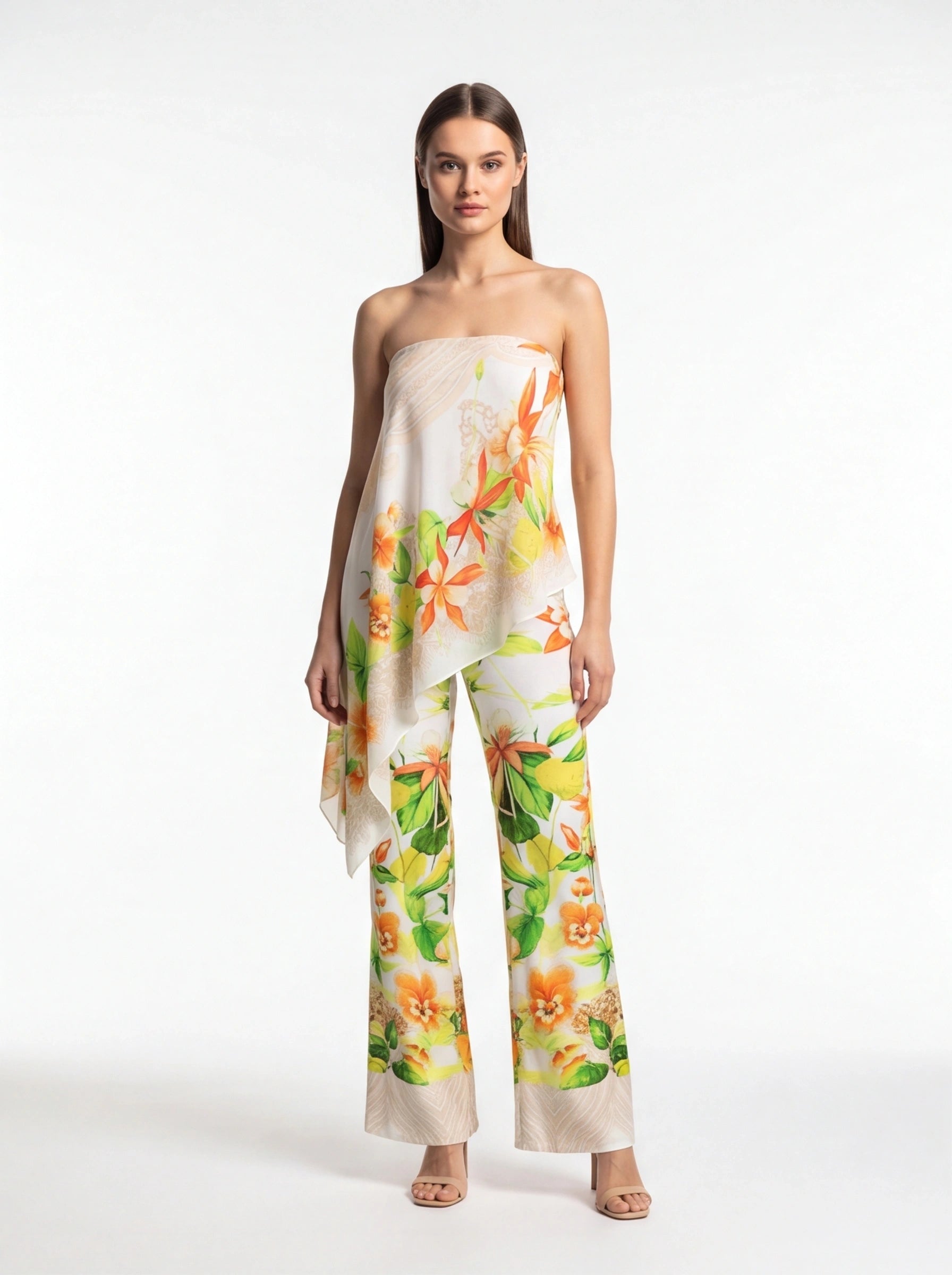 Elegant Tropical Floral Jumpsuit for Women - Lightweight & Comfortable by Jamota One-Pieces Jumpsuits