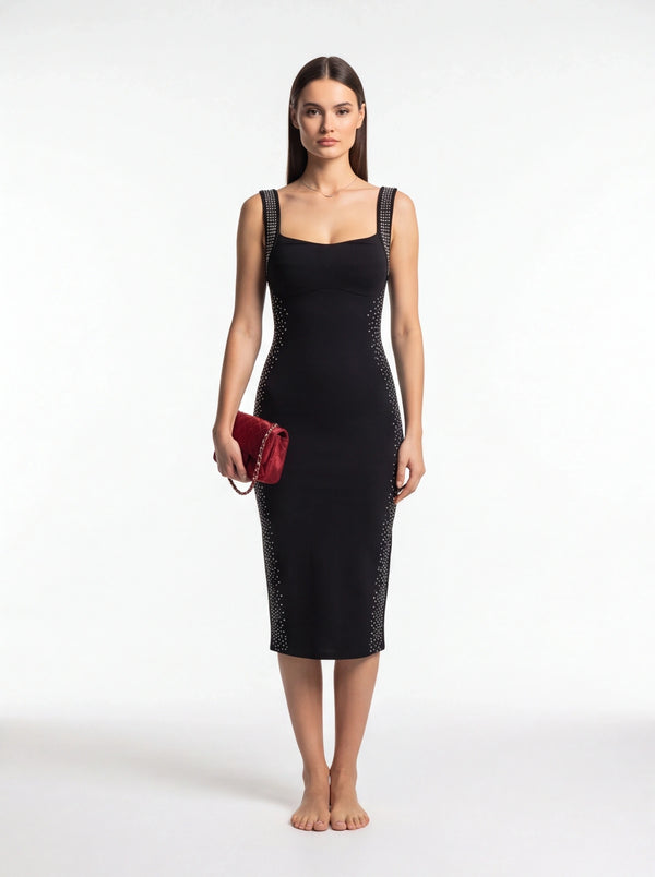 Chic Elegant White Midi Dress with Flattering Fit & Timeless Design